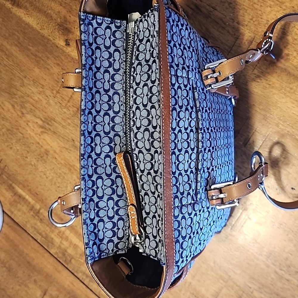 Coach Vintage Micro Kissing C's Denim Tote Euc - Picture 11 of 16